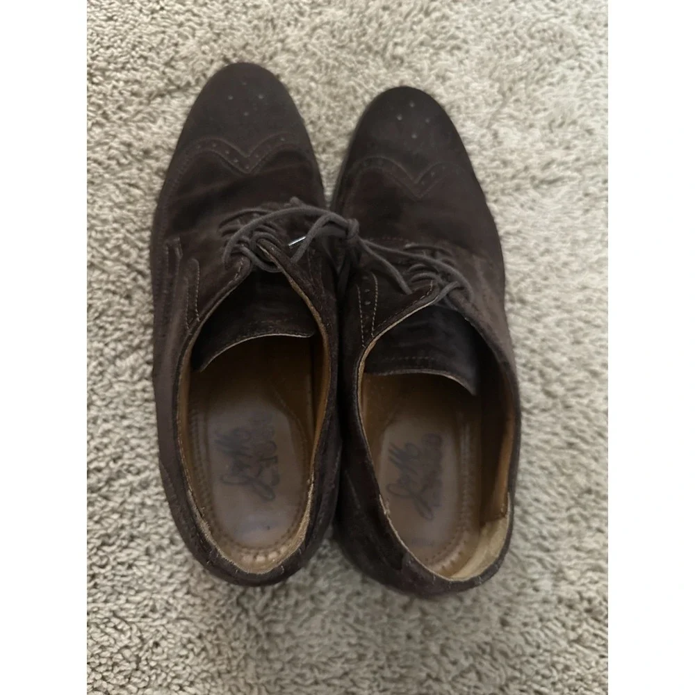 Johnston & Murphy EST 1850 Mens Wingtip Oxford Shoes Brown Suede Sheepskin Lined
